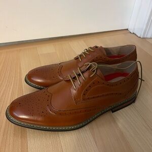 NWT Bruno Marc Brown Leather Oxford Wingtip Dress Shoes sz 10.5